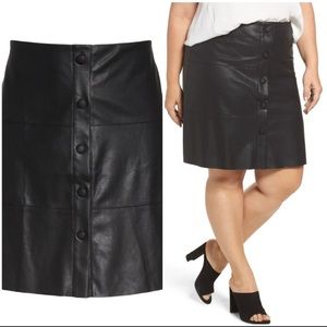 Size 22W Elvi Button Front Faux Leather Skirt
